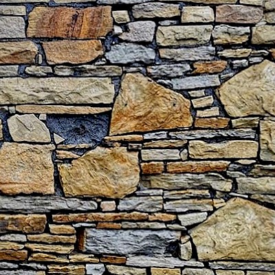 Stone wall that has been cleaned.